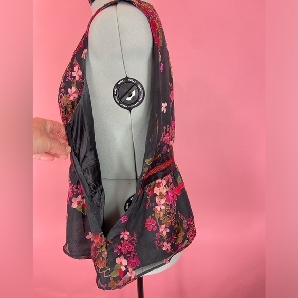 Lane Bryant Black Floral Sleeveless V-Neck Lace Sheer Lined Size 20 - Picture 3 of 8